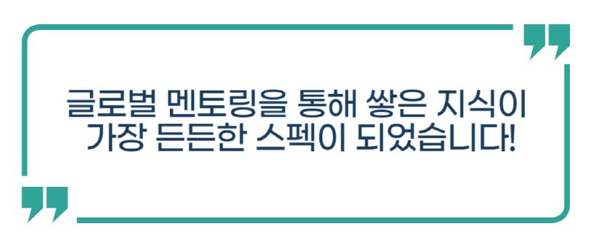 글로벌 멘토링을 통해 쌓은 지식이 가장 든든한 스펙이 되었습니다!